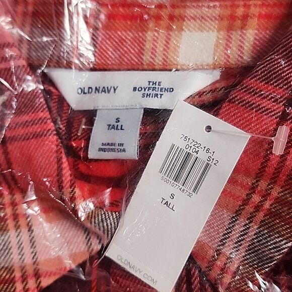 2057 NWT Old Navy Loose Flannel Boyfriend Shirt for Women Size Small Tall - Picture 6 of 7